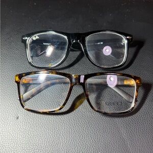 Set of two Gucci Tortoiseshell Eyeglasses and Ray-Ban Black Eyeglasses